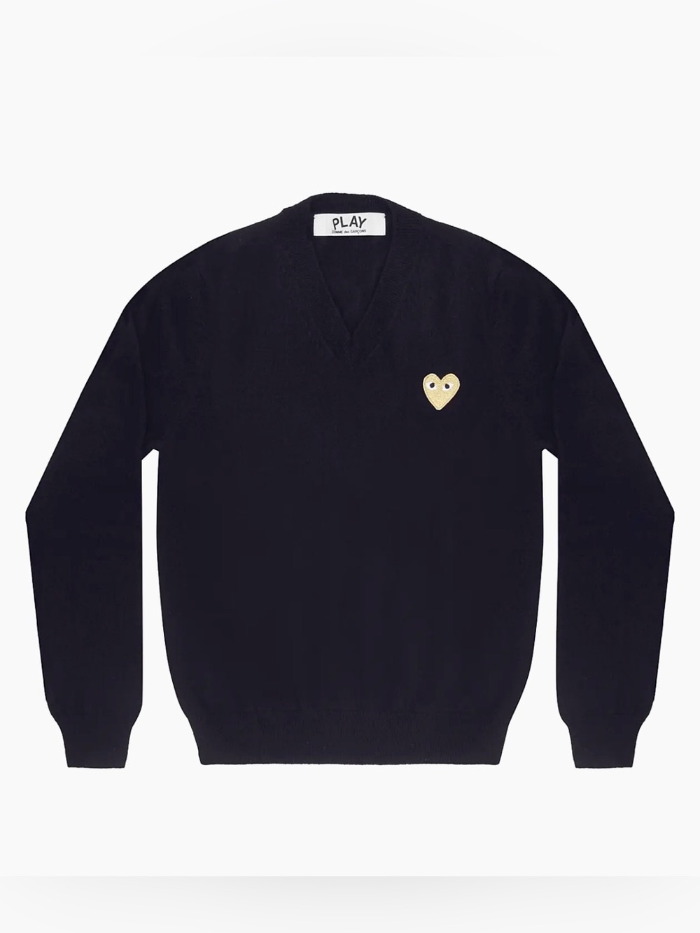 Comme des Garcons PLAY Navy V-Neck Heart Logo Sweater